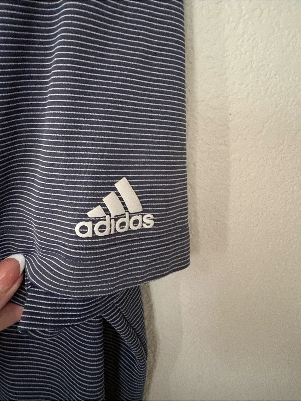 Adidas Men's Navy Micro-Striped Polo Golf Shirt